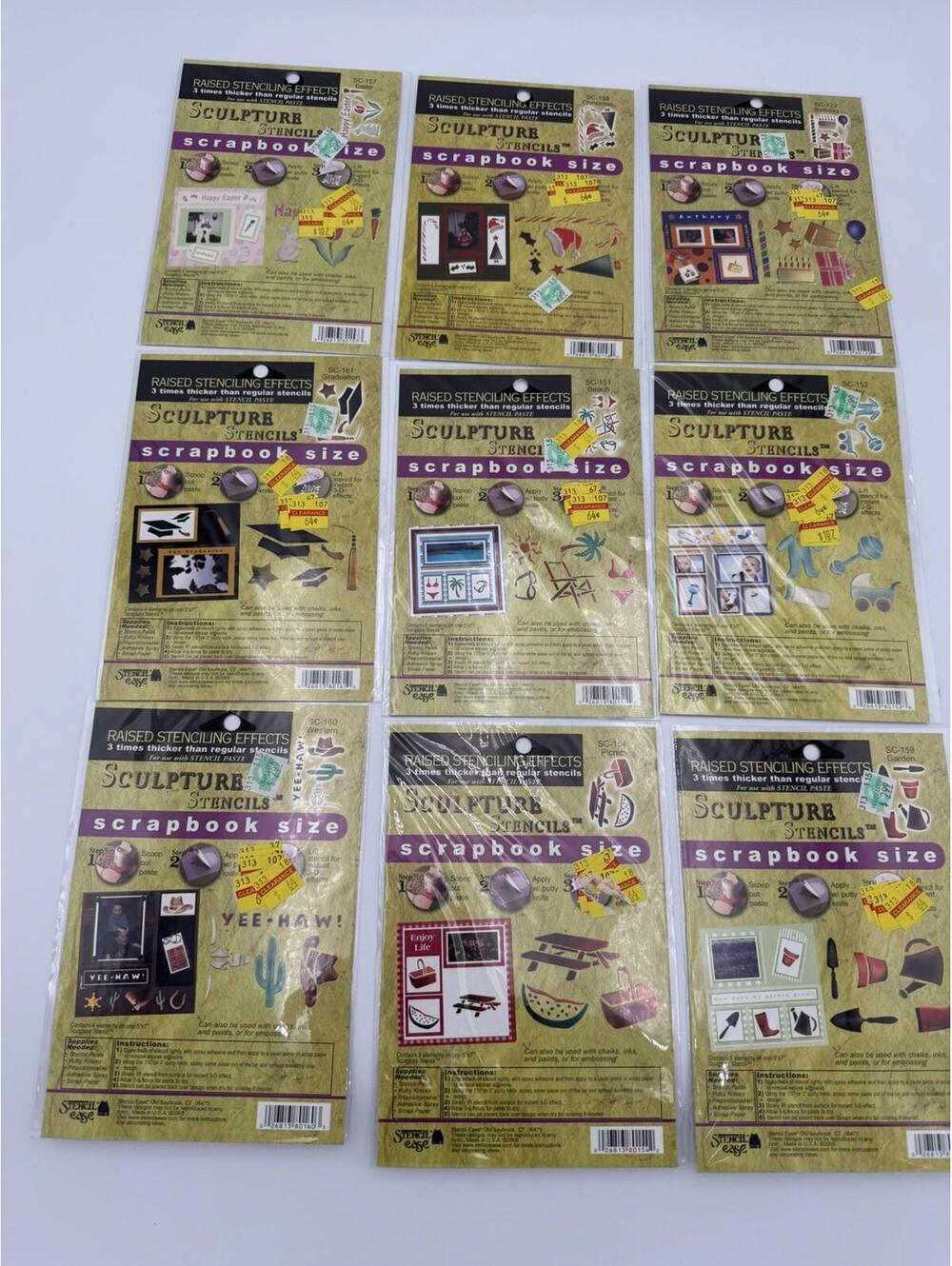 Lot of 12 Stencil Ease Raised Stenciling Effects for Crafting NEW SEALED Vtg